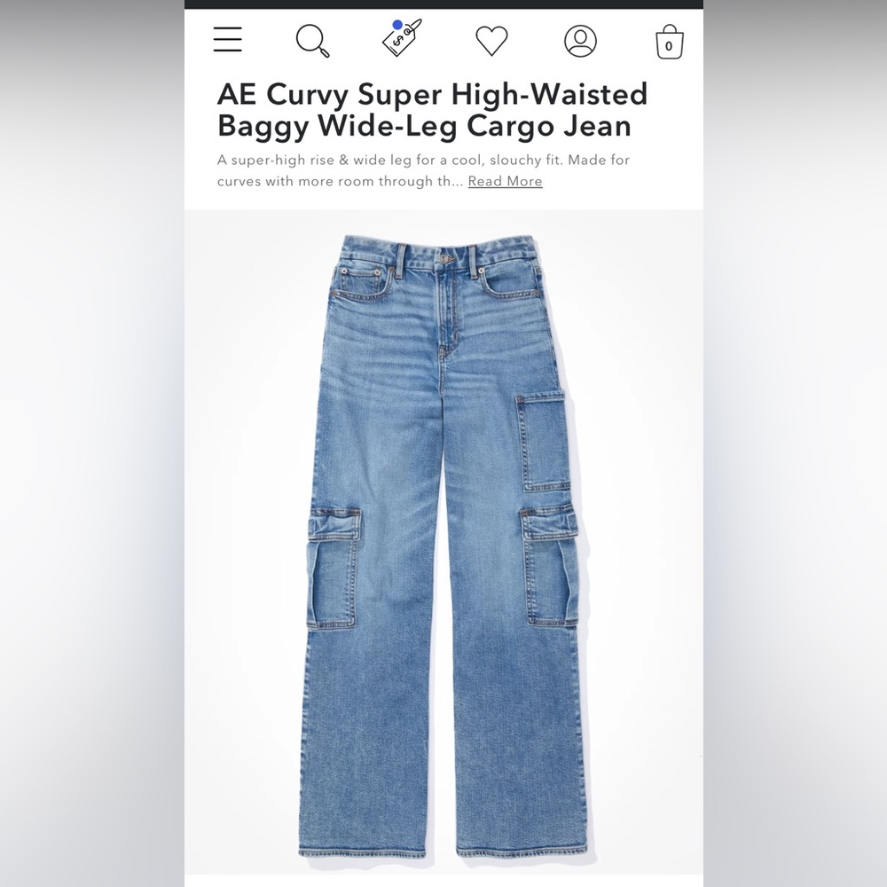 American eagle wide leg cargo jeans size 6, standard brand new with tags